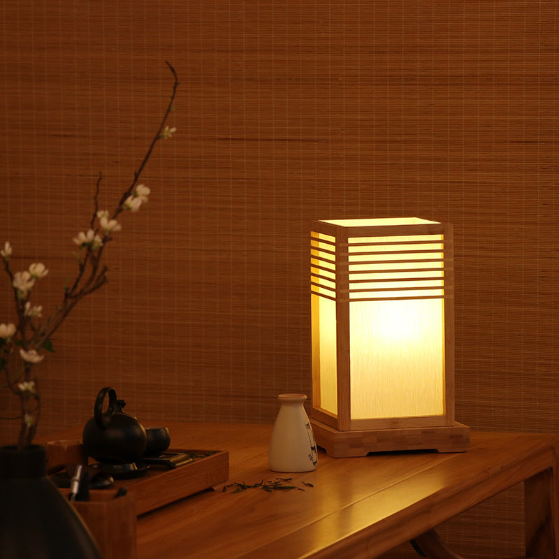 Japanese Wooden Table Lamp – Warm Zen Light Shoji Style for Bedroom, Living Room, or Tea Corner