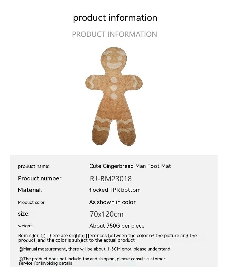 Christmas Gingerbread Man Flocking Carpet