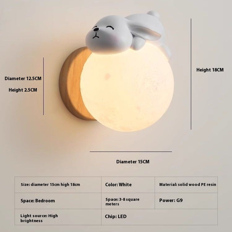 Moon Wall Lamp Nordic Creative Children's Room Lamp Bedroom Bedside Lamp