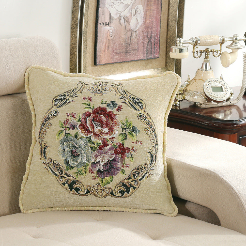 European-style Simple Chenille Flower Pillow Home