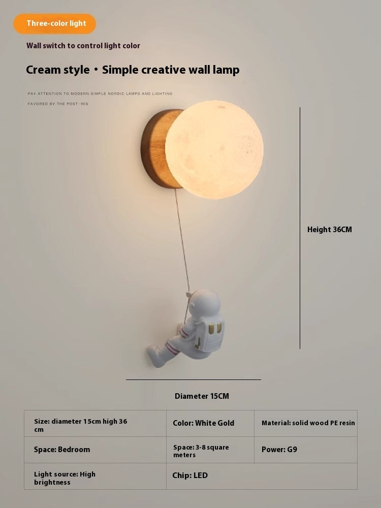 Moon Wall Lamp Nordic Creative Children's Room Lamp Bedroom Bedside Lamp
