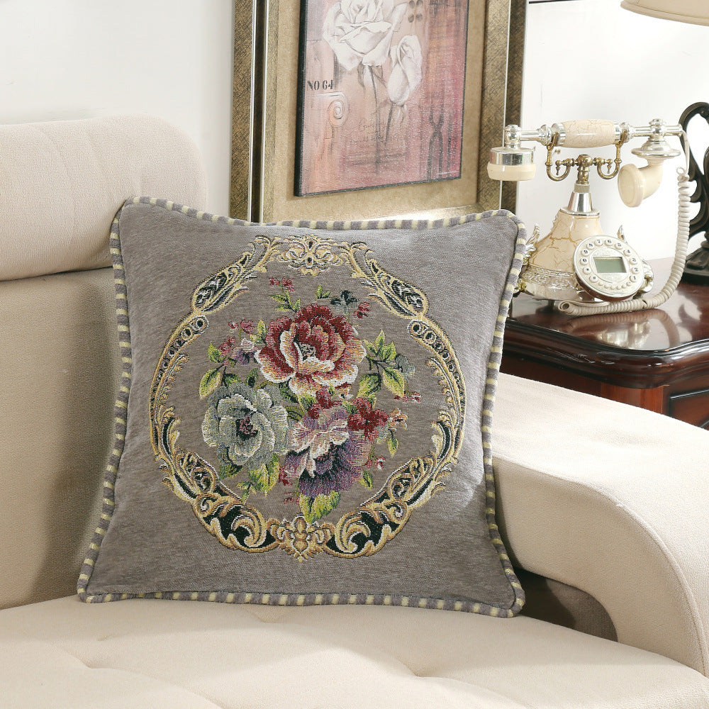 European-style Simple Chenille Flower Pillow Home