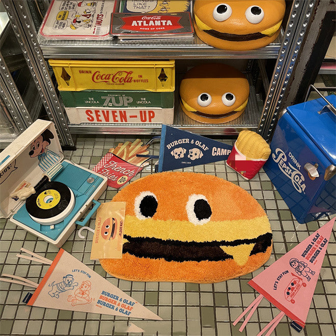 Retro Cartoon Cheeseburger Non-slip Carpet