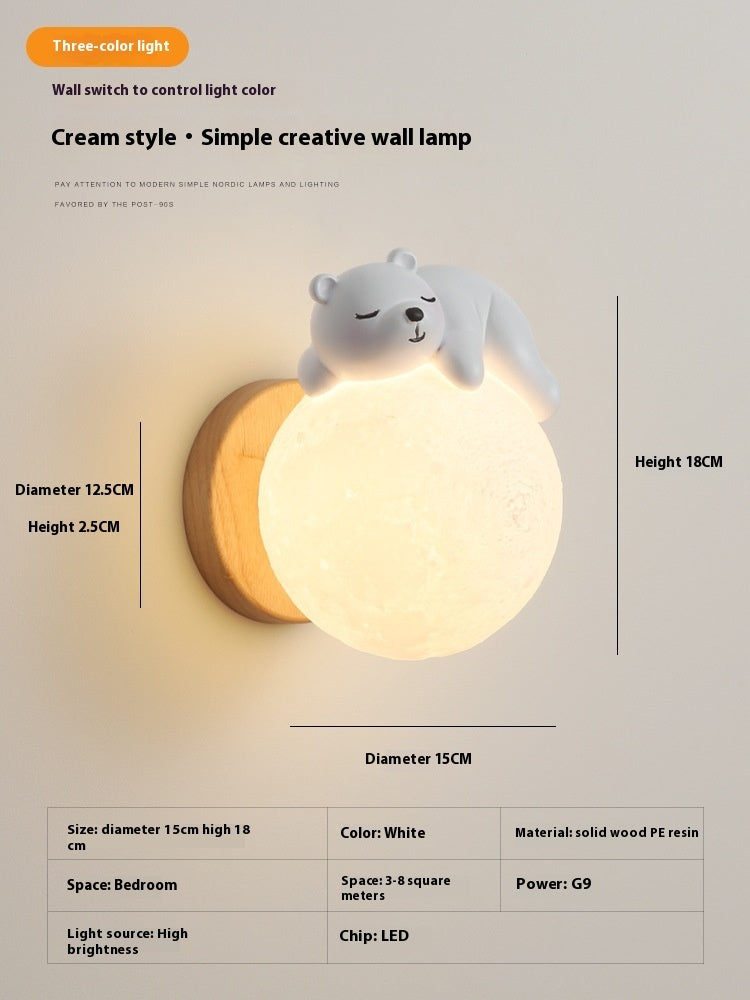Moon Wall Lamp Nordic Creative Children's Room Lamp Bedroom Bedside Lamp
