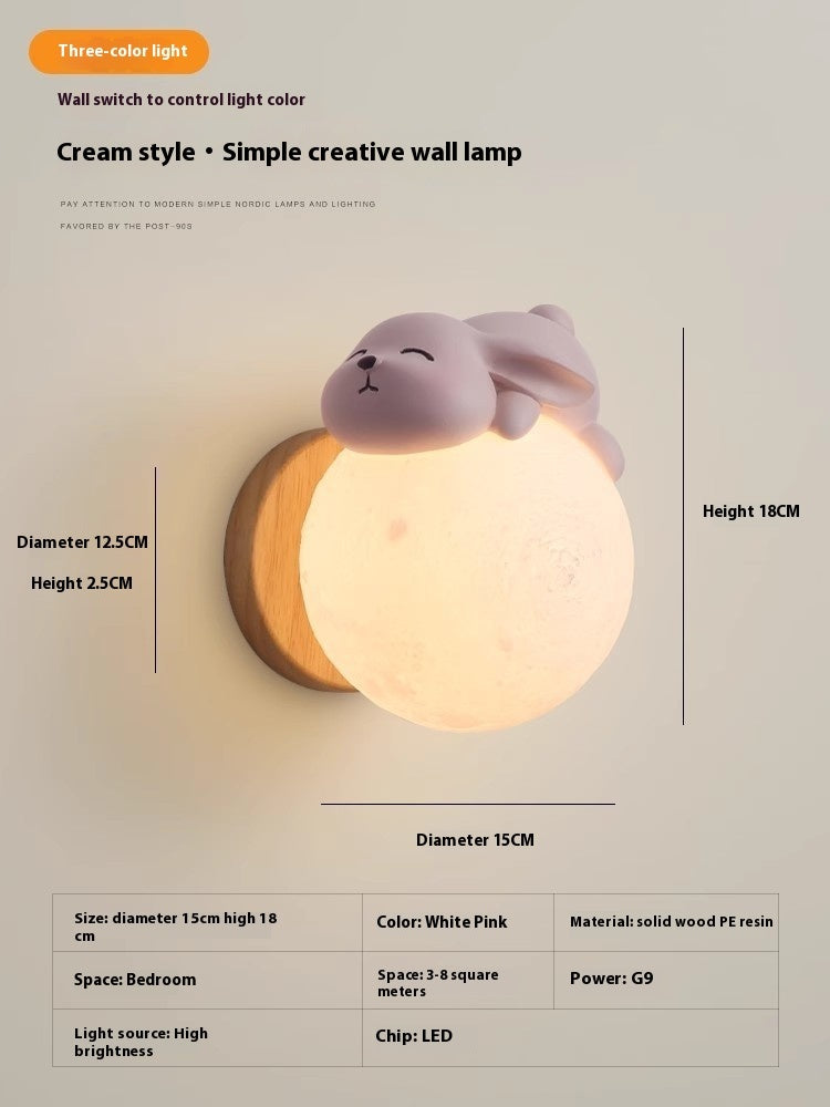 Moon Wall Lamp Nordic Creative Children's Room Lamp Bedroom Bedside Lamp