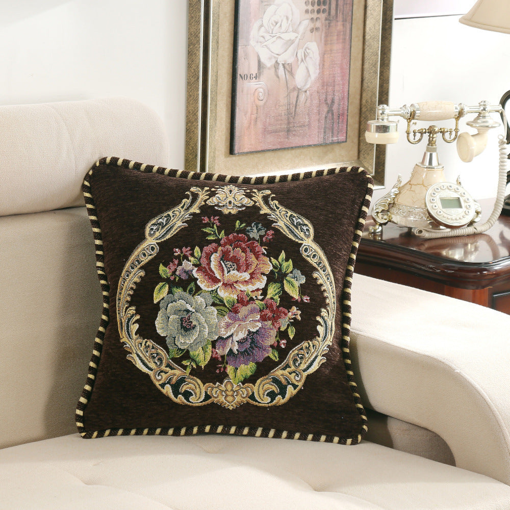 European-style Simple Chenille Flower Pillow Home