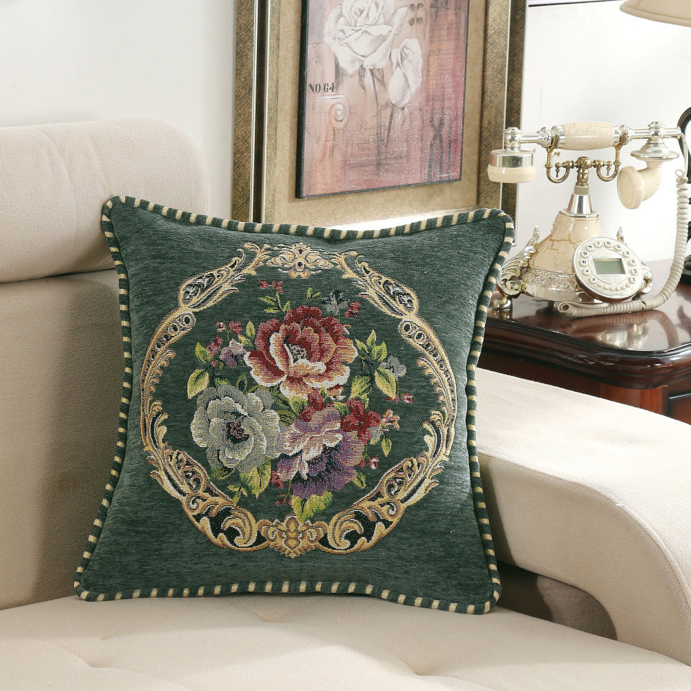 European-style Simple Chenille Flower Pillow Home