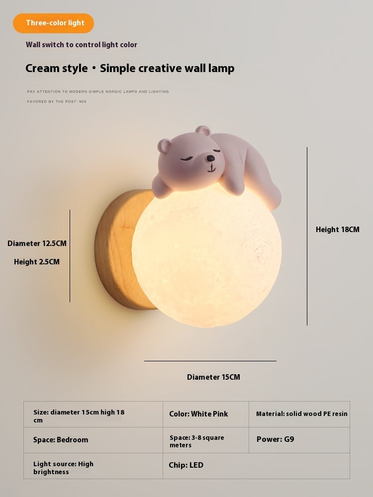 Moon Wall Lamp Nordic Creative Children's Room Lamp Bedroom Bedside Lamp