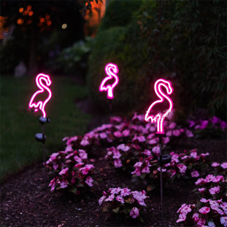 Solar Lawn Lamp Ground Lamp Flamingo Neon Lamp Outdoor Waterproof Courtyard Lamp Garden Products Garden Accessories