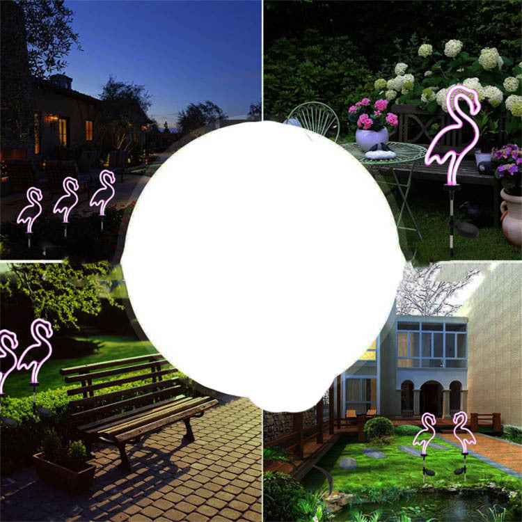 Solar Lawn Lamp Ground Lamp Flamingo Neon Lamp Outdoor Waterproof Courtyard Lamp Garden Products Garden Accessories