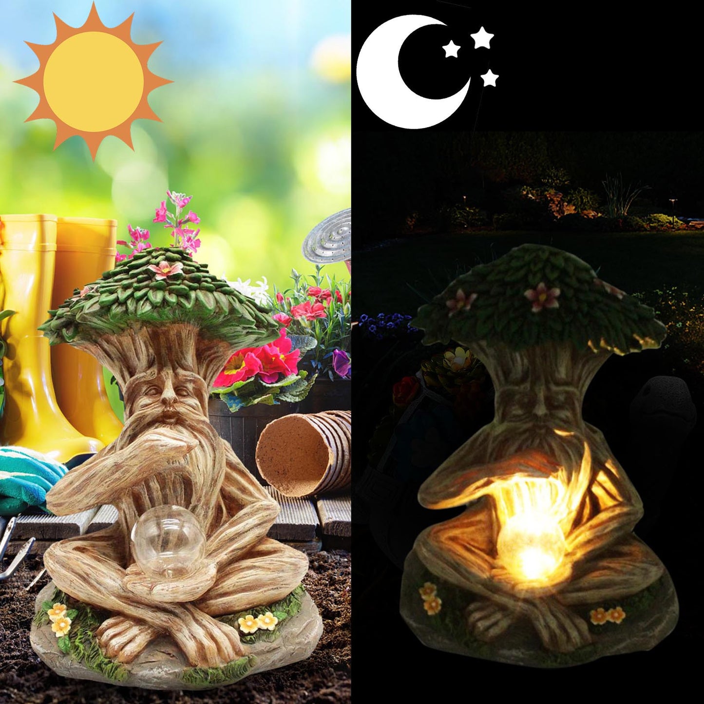 LED Resin Garden Statue – Solar Decorative Ornament for Outdoor & Indoor Use