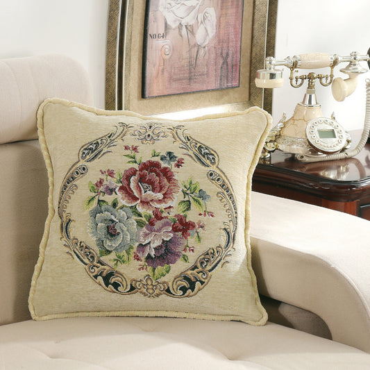 European-style Simple Chenille Flower Pillow Home