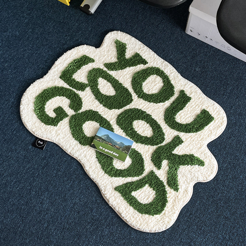 Minimalist Letter Flocking Area Rug