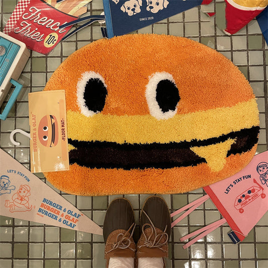 Retro Cartoon Cheeseburger Non-slip Carpet