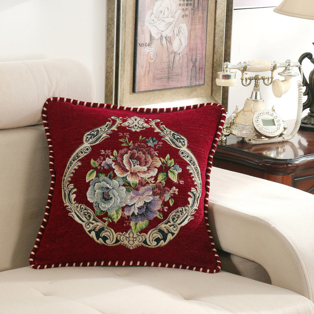 European-style Simple Chenille Flower Pillow Home
