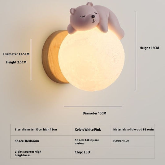 Moon Wall Lamp Nordic Creative Children's Room Lamp Bedroom Bedside Lamp
