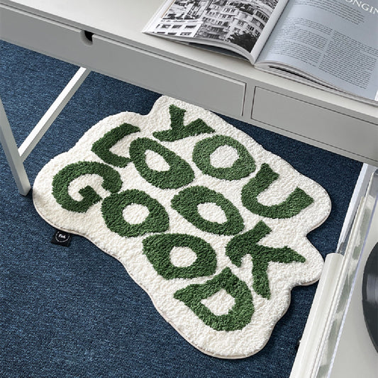 Minimalist Letter Flocking Area Rug