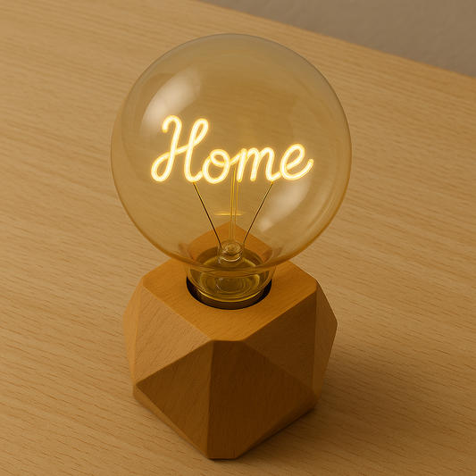 HOME Glow Edison Bulb – Vintage LED Filament Lamp with Wooden Base
