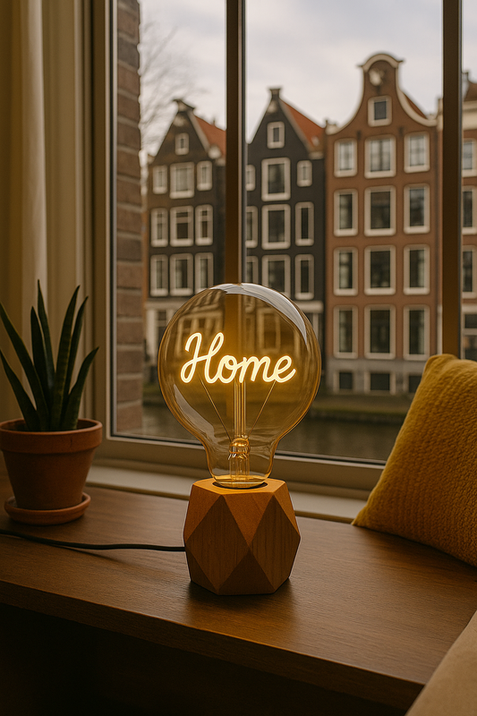 HOME Glow Edison Bulb – Vintage LED Filament Lamp with Wooden Base