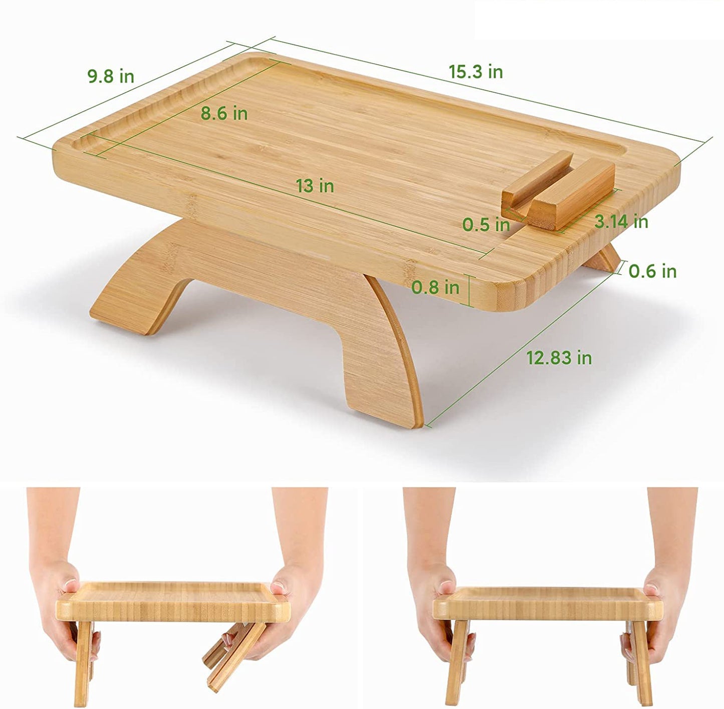 ZENWOOD™ – Bamboo Sofa Tray Table | Foldable, Portable & Stylish